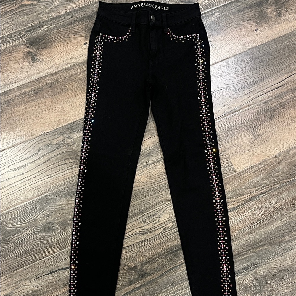 American Eagle Black Jeans with Studded Details